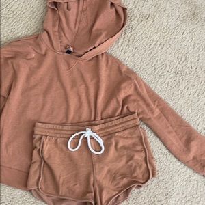 Brown fleece hoodie with matching shorts